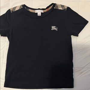 Burberry Kids Navy Tee with Check Accents